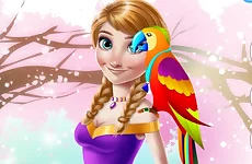 Ice Princess And Cute Parrot