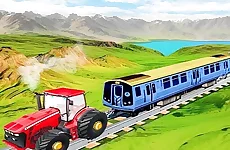 Chain tractor train towing game