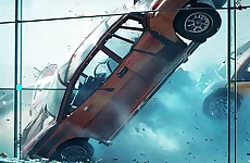 Stunt Car Crash Glass